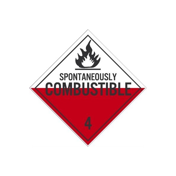 Nmc Spontaneously Combustible 4 Dot Placard Sign, Pk10, Material: Adhesive Backed Vinyl DL48P10 - main